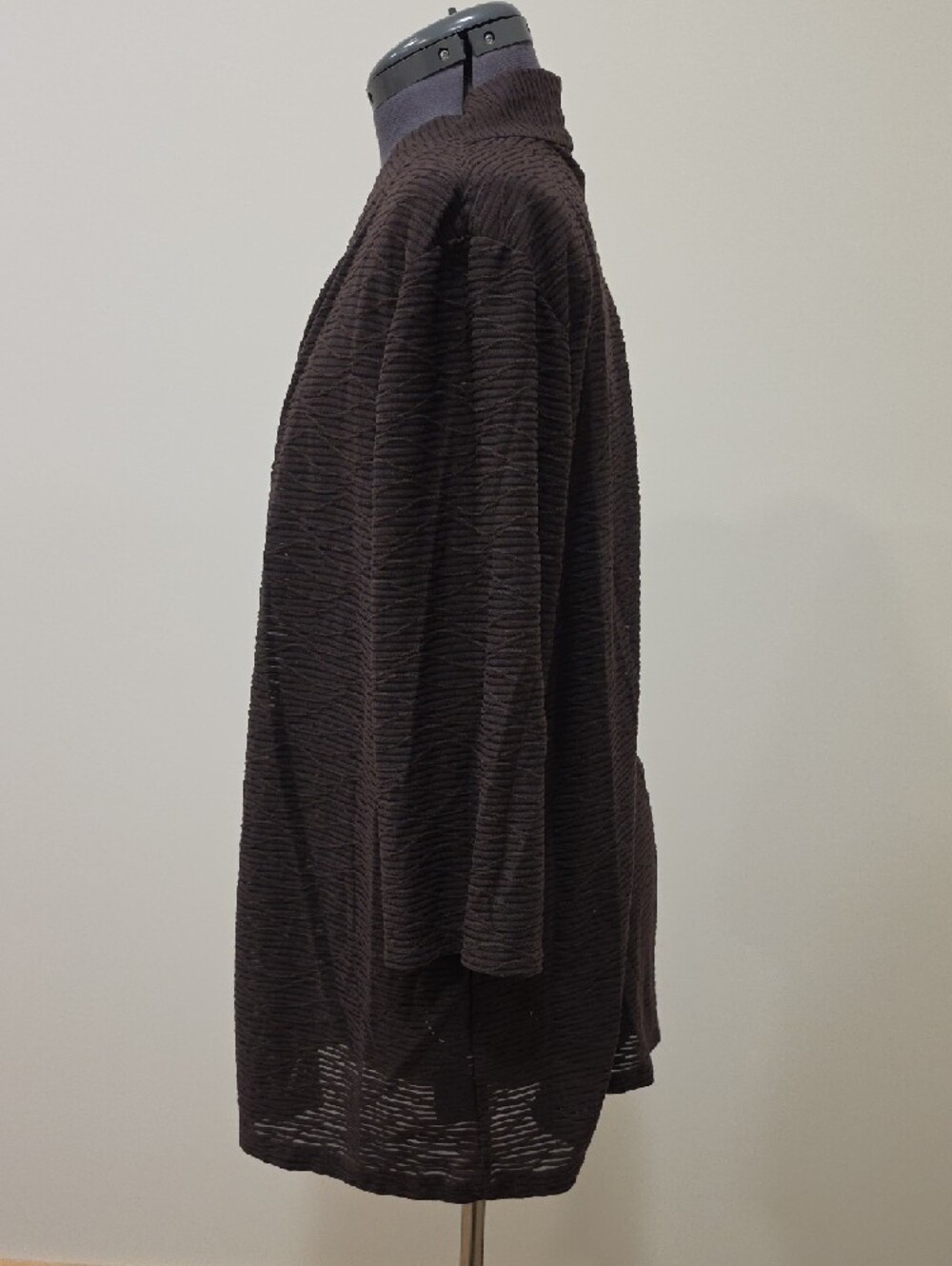 JM Collection Brown Ribbed Open-Front Cardigan - Picture 4 of 8